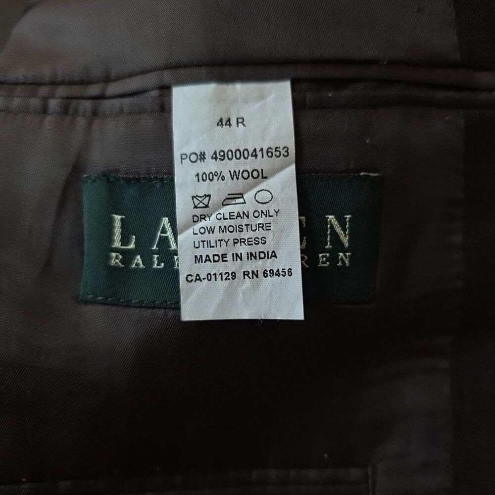 LRL Ralph Lauren Classic Charcoal Brown 100% Wool Blazer Jacket 44R - Picture 8 of 11